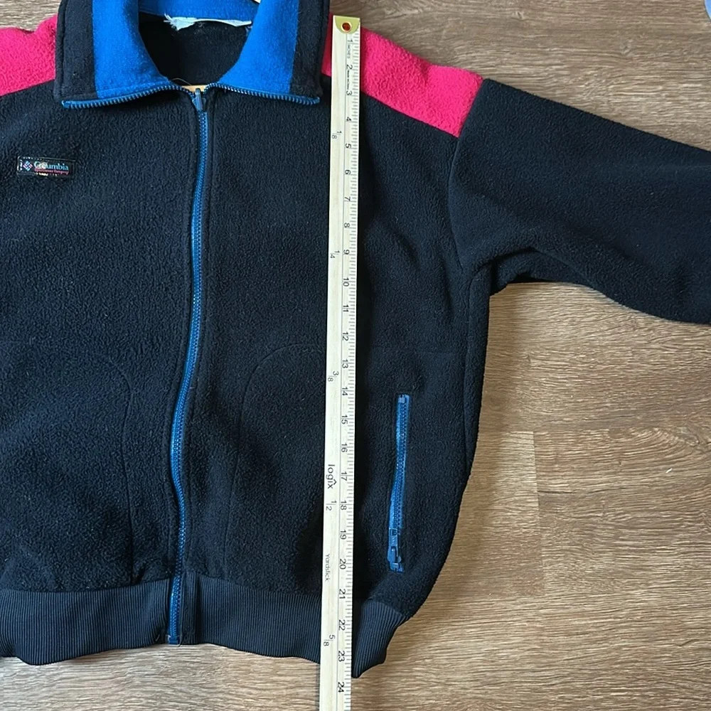 Vintage Columbia Fleece Jacket Men's Medium Black Pink Blue‎ Colorblock Full Zip